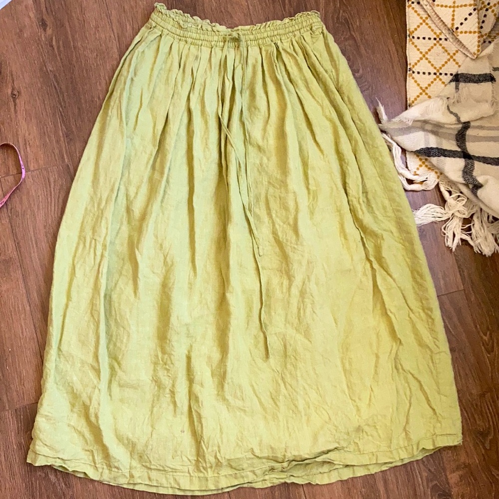 LA BLEND 100% LINEN GREEN MAXI SKIRT— Size M
